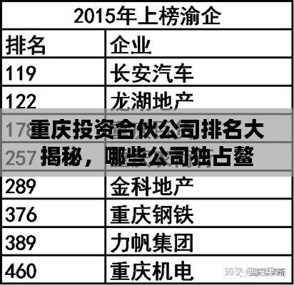 重庆投资合伙公司排名大揭秘，哪些公司独占鳌头？
