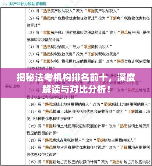 揭秘法考机构排名前十，深度解读与对比分析！