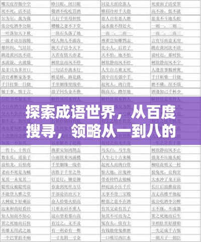 探索成语世界，从百度搜寻，领略从一到八的成语魅力