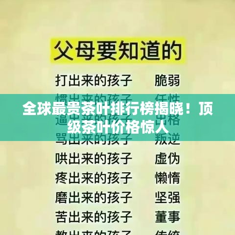 全球最贵茶叶排行榜揭晓！顶级茶叶价格惊人