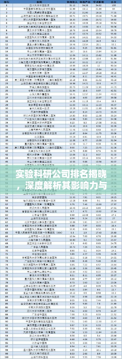 实验科研公司排名揭晓，深度解析其影响力与实力对比