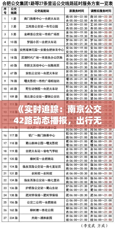 《实时追踪：南京公交42路动态播报，出行无忧》