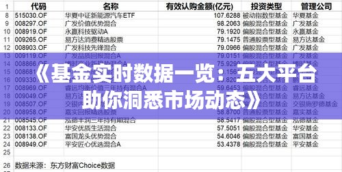 《基金实时数据一览：五大平台助你洞悉市场动态》