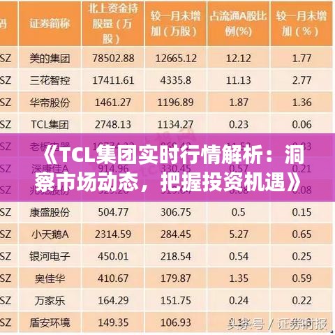 《TCL集团实时行情解析：洞察市场动态，把握投资机遇》