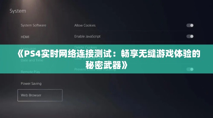 《PS4实时网络连接测试：畅享无缝游戏体验的秘密武器》