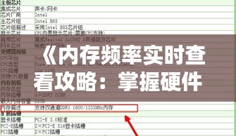 《内存频率实时查看攻略：掌握硬件性能的秘诀》