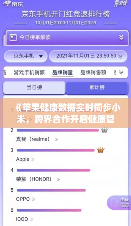 《苹果健康数据实时同步小米，跨界合作开启健康管理新篇章》