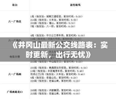 《井冈山最新公交线路表：实时更新，出行无忧》