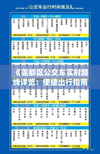 《莲都区公交车实时路线详览：便捷出行指南》