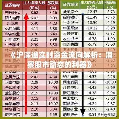 《沪深通实时资金流向解析：洞察股市动态的利器》