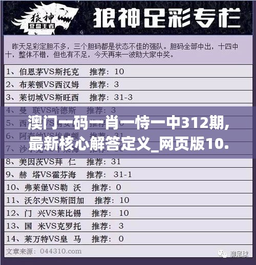 澳门一码一肖一恃一中312期,最新核心解答定义_网页版10.875