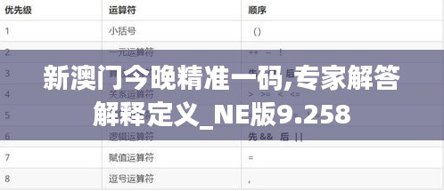 新澳门今晚精准一码,专家解答解释定义_NE版9.258