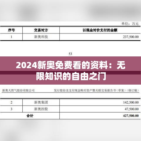 2024新奥免费看的资料：无限知识的自由之门