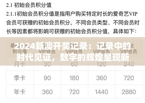 2024新澳开奖记录：记录中的时代见证，数字的辉煌呈现新趋势