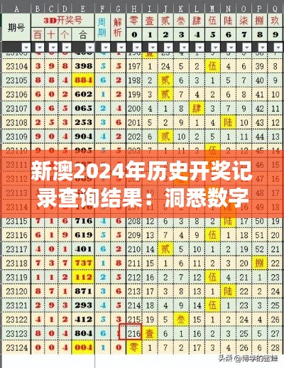 新澳2024年历史开奖记录查询结果：洞悉数字背后的人性沸点