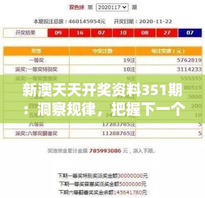 新澳天天开奖资料351期：洞察规律，把握下一个中奖机会