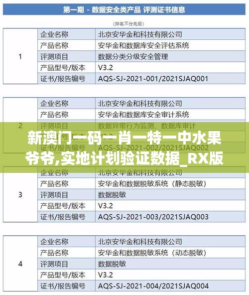 新澳门一码一肖一特一中水果爷爷,实地计划验证数据_RX版7.427