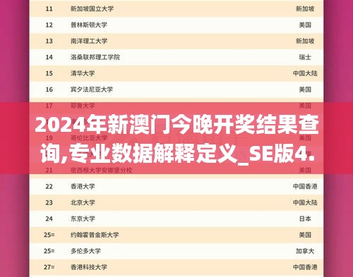 2024年新澳门今晚开奖结果查询,专业数据解释定义_SE版4.462