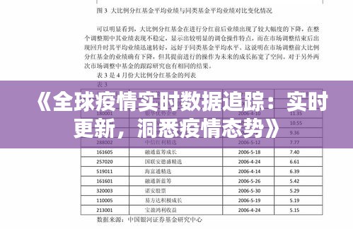 《全球疫情实时数据追踪：实时更新，洞悉疫情态势》