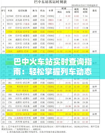 巴中火车站实时查询指南：轻松掌握列车动态