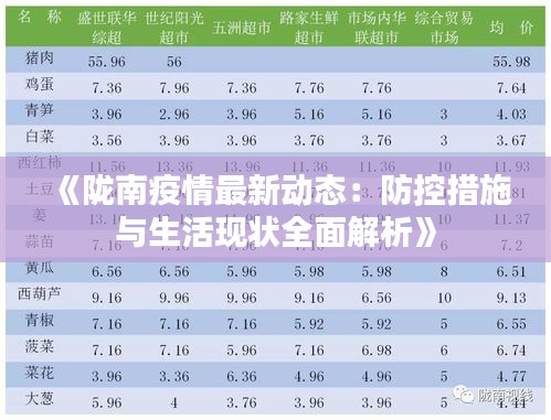 《陇南疫情最新动态：防控措施与生活现状全面解析》