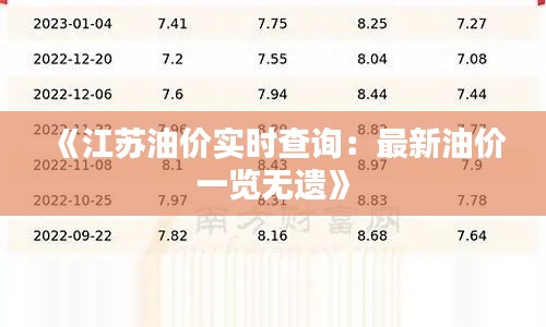 《江苏油价实时查询：最新油价一览无遗》