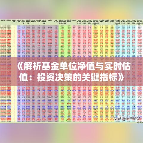 《解析基金单位净值与实时估值：投资决策的关键指标》