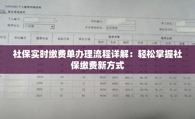 社保实时缴费单办理流程详解：轻松掌握社保缴费新方式