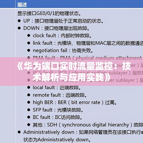 《华为端口实时流量监控：技术解析与应用实践》