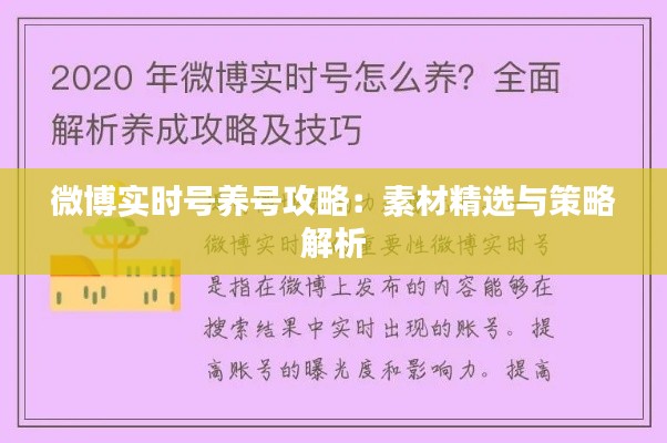 微博实时号养号攻略：素材精选与策略解析