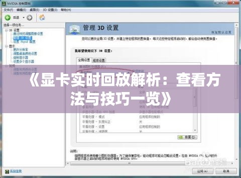 《显卡实时回放解析：查看方法与技巧一览》