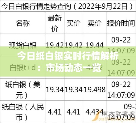 今日纸白银实时行情解析：市场动态一览