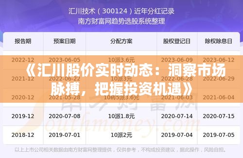 《汇川股价实时动态：洞察市场脉搏，把握投资机遇》