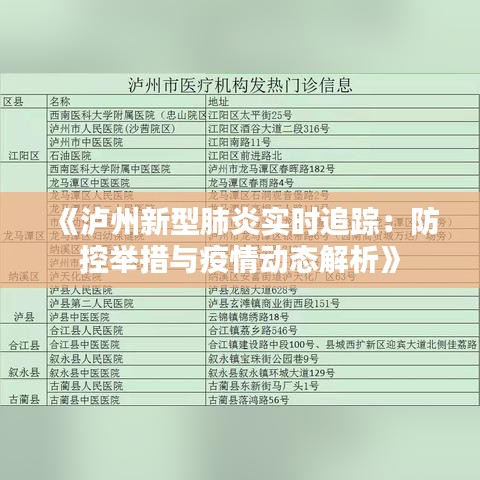 《泸州新型肺炎实时追踪：防控举措与疫情动态解析》