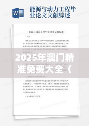 2025年澳门精准免费大全（文献综述模板）