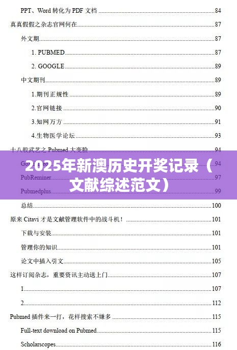 2025年新澳历史开奖记录（文献综述范文）