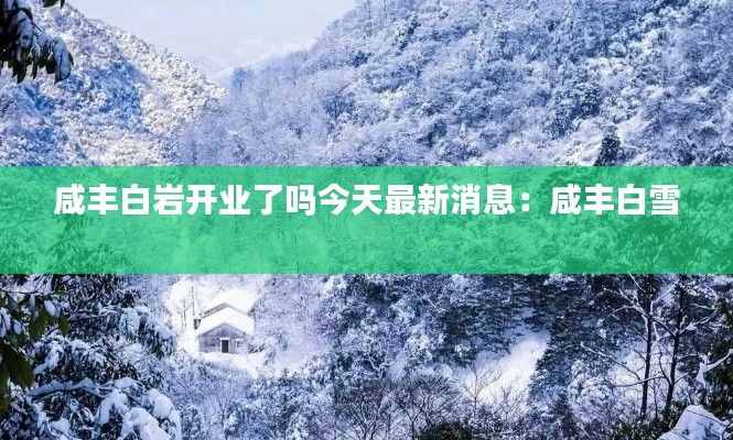 咸丰白岩开业了吗今天最新消息：咸丰白雪 