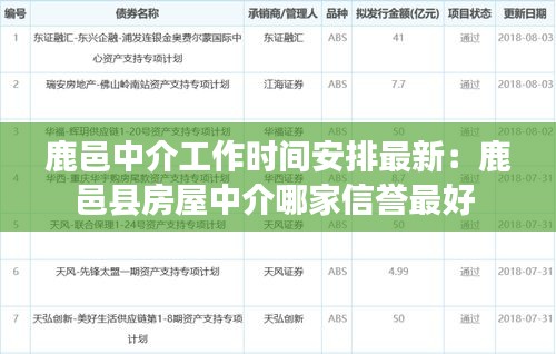 鹿邑中介工作时间安排最新：鹿邑县房屋中介哪家信誉最好 