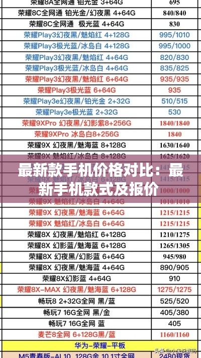 最新款手机价格对比：最新手机款式及报价 