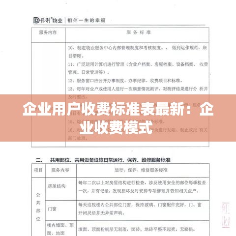 企业用户收费标准表最新：企业收费模式 