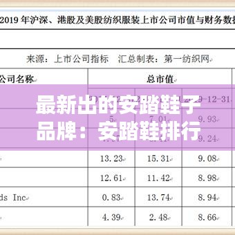 最新出的安踏鞋子品牌：安踏鞋排行榜 