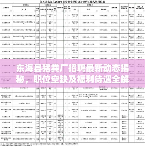 东海县猪粪厂招聘最新动态揭秘，职位空缺及福利待遇全解析