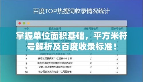 掌握单位面积基础，平方米符号解析及百度收录标准！