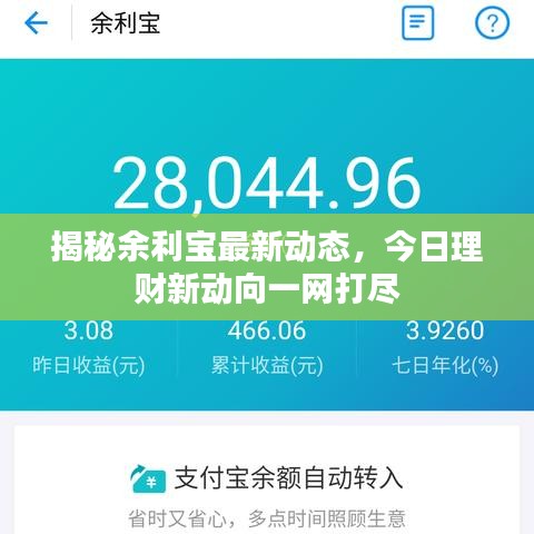揭秘余利宝最新动态，今日理财新动向一网打尽