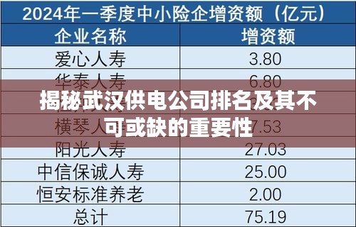 揭秘武汉供电公司排名及其不可或缺的重要性