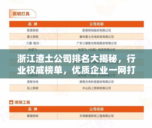 浙江渣土公司排名大揭秘，行业权威榜单，优质企业一网打尽！