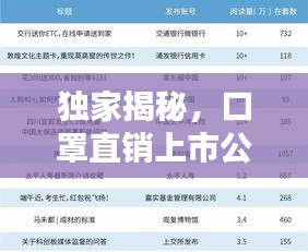 独家揭秘，口罩直销上市公司排名榜单！