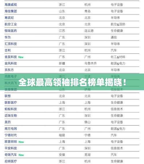 全球最高领袖排名榜单揭晓！