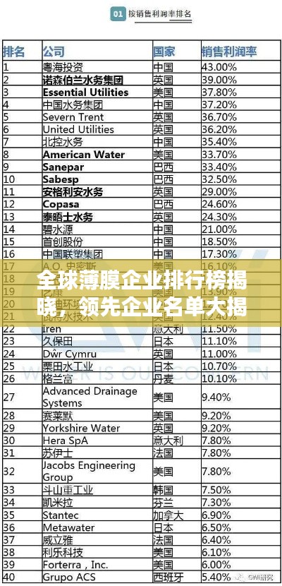 全球薄膜企业排行榜揭晓，领先企业名单大揭秘！