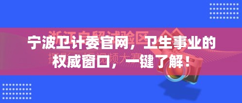 宁波卫计委官网，卫生事业的权威窗口，一键了解！